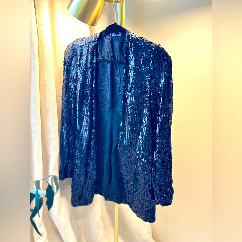 Blue sequins blazer, size S